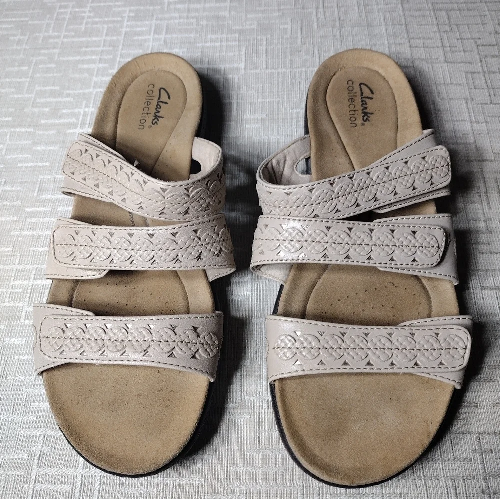 Clarks Laurieann Cove in Sand Leather 9.5 Adjustable Straps Ultimate Comfort - Picture 2 of 6